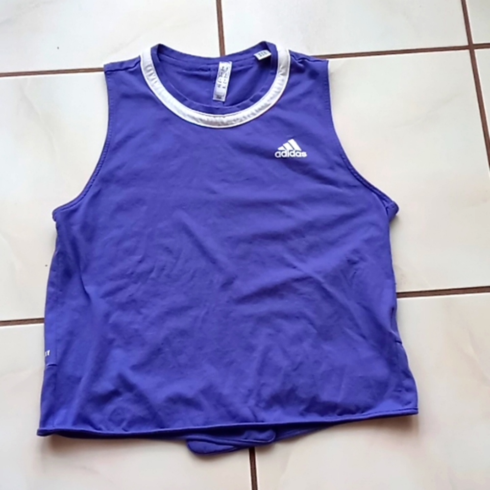 ADIDAS NWOT WOMEN'S PERI WINKLE BLUE w WHT TRIM- STYLE PRIME GREEN- AEROREADY M